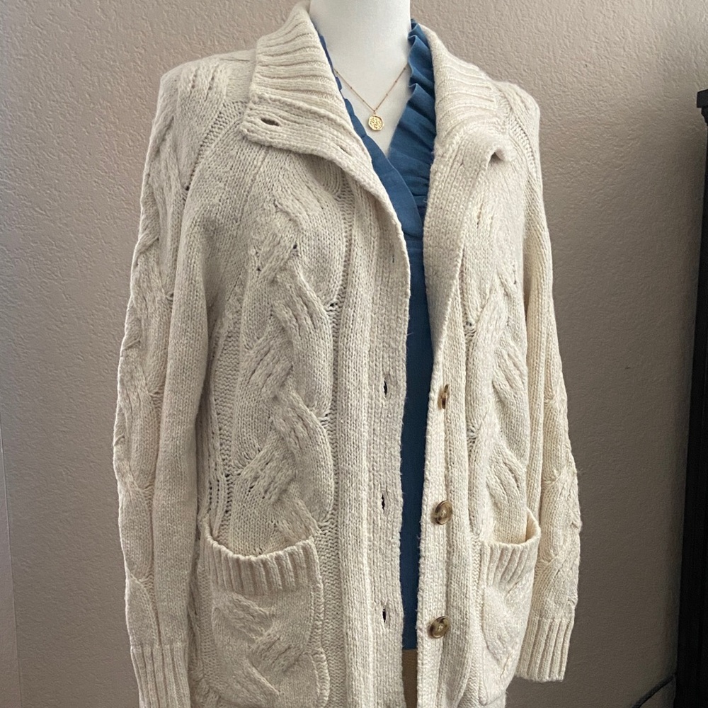 Sale! Cozy Ivory Cable Knit Women's Sweater, Point Sur size M. NWT